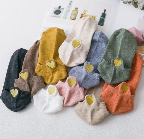 

autumn winter fashion women socks japanese style cute cartoon love heart cotton middle tube socks, Pink;yellow