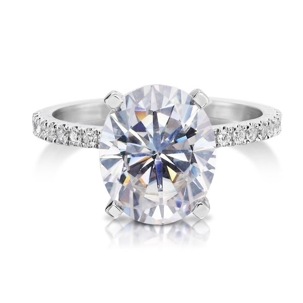 

solitaire ring wedding rings oval brilliant cut ring 428 119mm de color halo solid 14k white gold set with side stone half band, Golden;silver