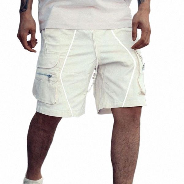 

men's shorts men's shorts cargo drawstring reflective men loose straight pockets short pants summer solid color casual fitness spo, White;black