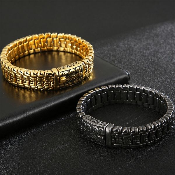 

bangle gold plated stainless steel mens bracelets man bracelet arrival handles on hand jewelry accessories wholesale 220831, Black