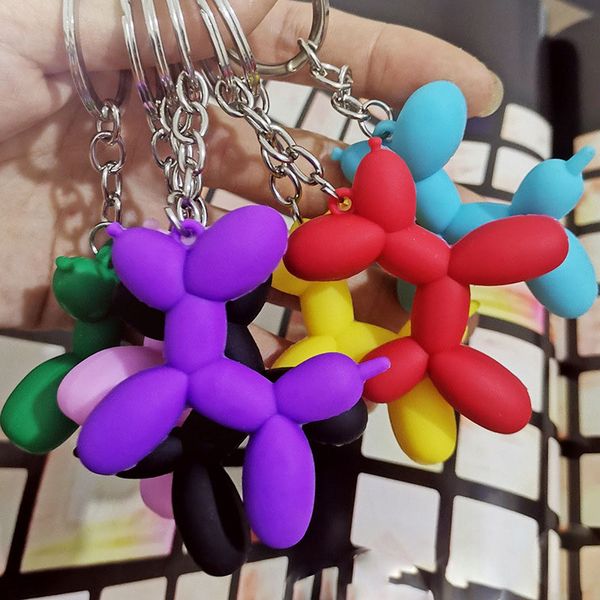 

20pcs/lot fashion key ring punk balloon dog soft rubber keychains for women bag pendant jewelry trinket men's car key chain, Slivery;golden
