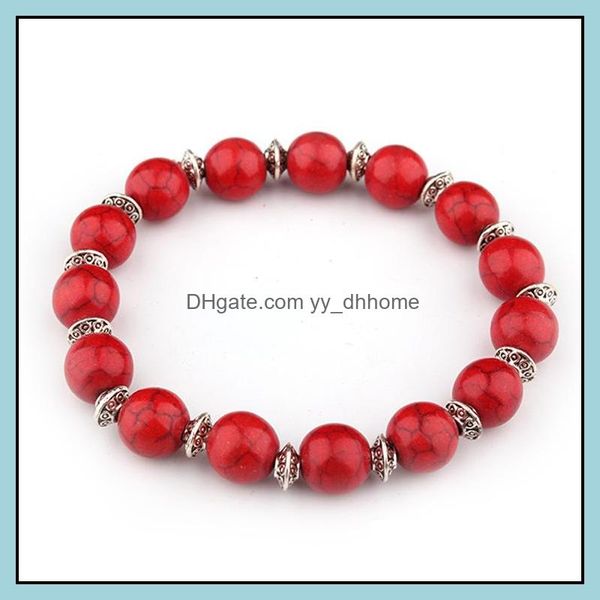 

beaded strands red turquoises stone bracelets for women pseira jewelry men strand beads femme round buddha drop delivery 202 yydhhome dh8xt, Black