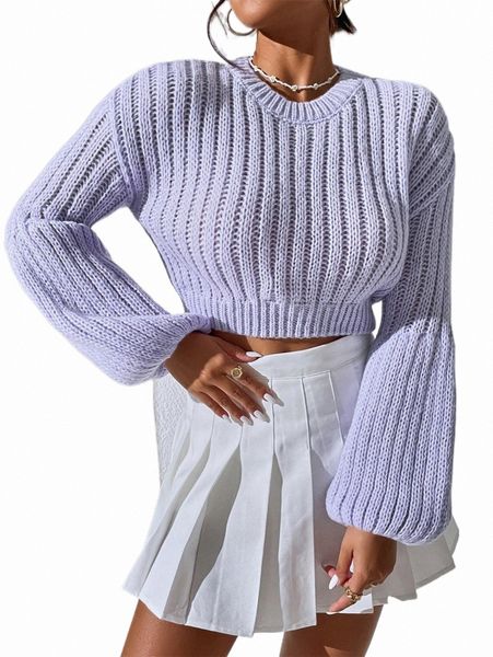 

women's sweaters ribbed knit lantern sleeve crop sweater f6wy#, White;black