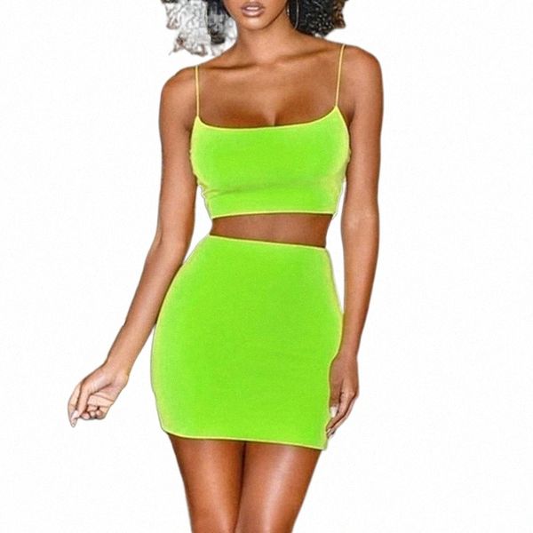 

women's tracksuits women's tracksuits neon green backless dress two piece set club outfit streetwear women spaghetti strap crop &, Gray