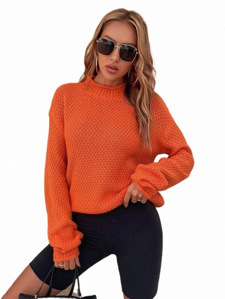 

women's sweaters mock neck drop shoulder sweater o1e3#, White;black