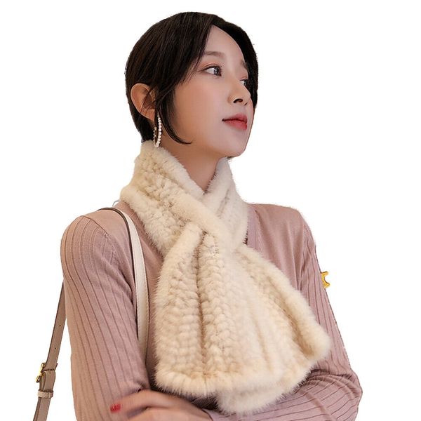 

real mink fur scarf winter warm neckerchief for women beige white black 90x13cm, Blue;gray