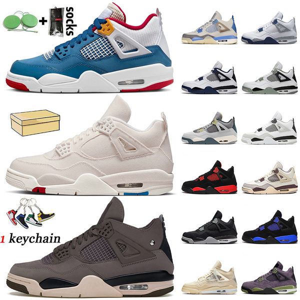 

basketball shoes 2022 fashion women mens jumpman 4 a ma maniere 4s messy room black cat sail white oreo university blue red thunder midnight