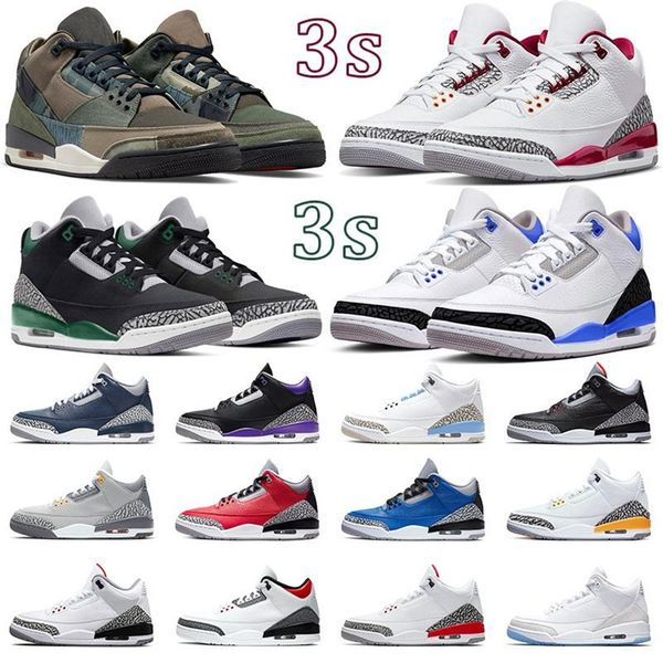 

shoe jumpman 3 high og 3s mens basketball shoes pine cool grey laser orange black cement varsity royal fragment unc mocha men sport women sn