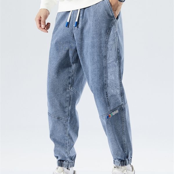 

mens jeans spring summer black blue baggy jeans men hip hop streetwear loose harem jean pants male casual jogger trousers plus size 8xl 2208