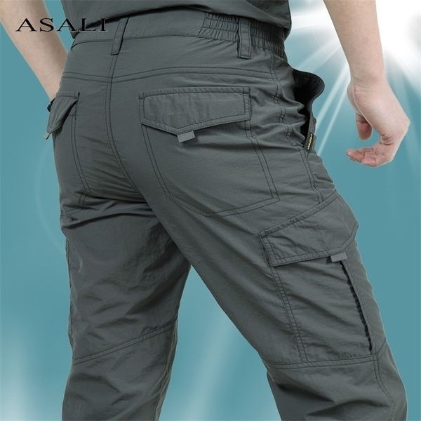 

mens pants thin army military tactical cargo trousers men waterproof quick dry breathable male casual slim bottom trouser 4xl 220831, Black