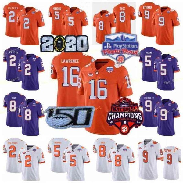 

american college football wear ncaa college jerseys clemson tigers 16 trevor lawrence 9 travis etienne jr 2 sammy watkins 8 justyn ross 5 te, Black