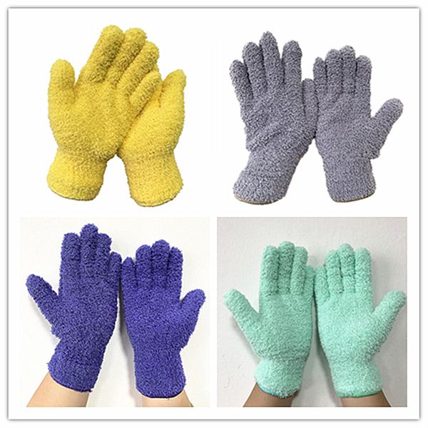 

car wash microfiber dust removal gloves coral fleece gloves clean five-finger housework water absorbent dry