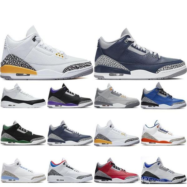 

shoe jumpman men women basketball shoes 3s cool grey laser orange throw line fire red white cement varsity royal fragment katrina trainer sp, Black