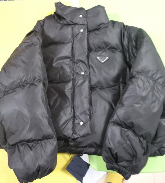 

women convertible short down jacket stand collar black designer coats winter sleeves detachable