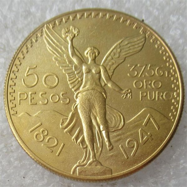 

a set of 1921-1947 10pcs craft mexico 50 peso gold plated copy coin home decoration accessories195g