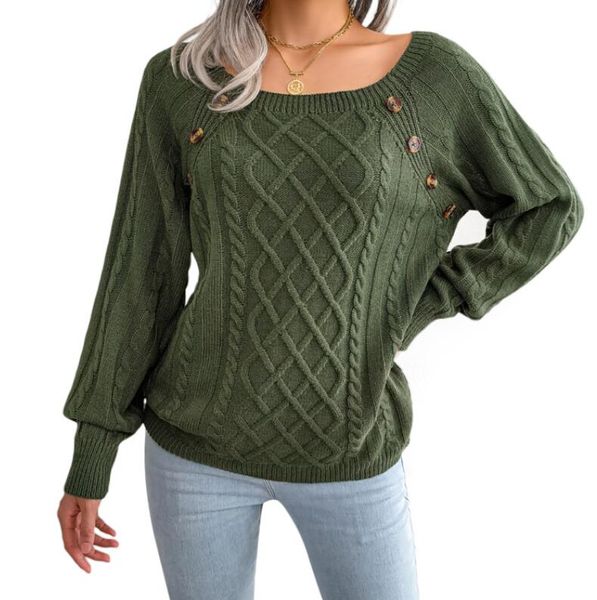 

women sweater casual elasticity sweater autumn winter button pullover clothes knit long sleeve top, White;black