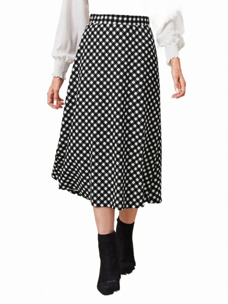 

skirts emery rose high waist gingham skirt 2022 new k34f#, Black