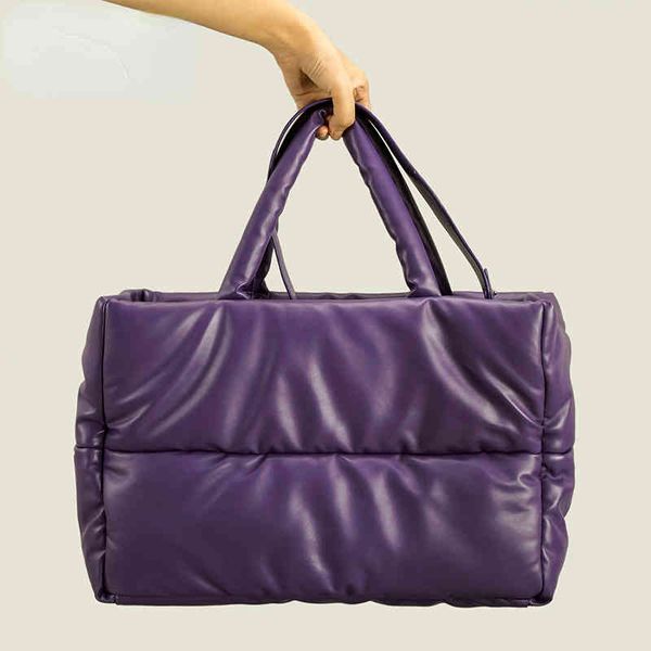 

hbp totes autumn winter soft down cotton tote bag female nylon filled cotton messenger bag simple design pure color handbag 220830