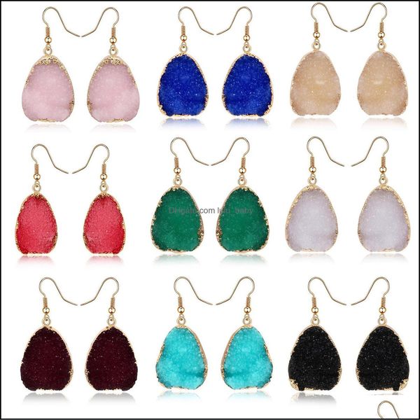 

charm simple druzy drusy waterdrop charms earrings resin handmade gold earings for women party birthday gift drop delivery 2021 jewelr dhk9m, Golden