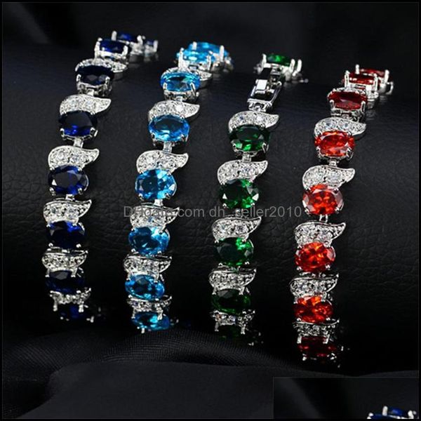 

charm bracelets white gold plated cz tennis bracelet for girls women party wedding nice gift friend 3739 q2 drop deliver dhseller2010 dhqqv, Golden;silver