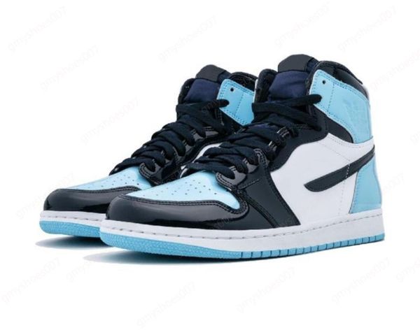 

shoes authentic 1 high og unc patent asg wmns 1s obsidian blue chill-white basketball shoe sneakers man woman cd0461-401, Black