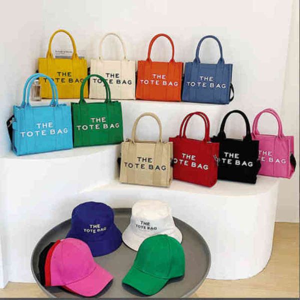 

shoulder bags 2 pcs/set canvas brand designer tote bag women's tote bag fashion bag single shoulder clutch messenger handbag hat 220511