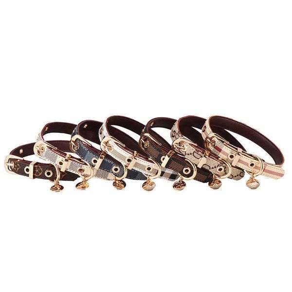 

designer dog collars fashion leashes set soft adjustable printed leather classic pet collar leash sets for small dogs outdoor durable b36
