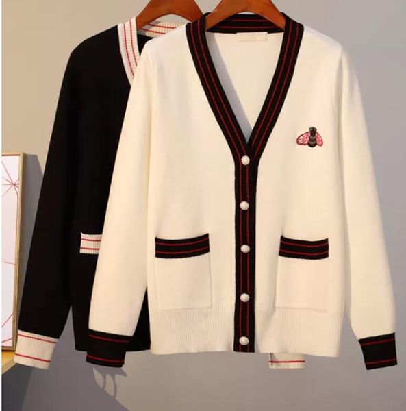 

woman sweaters korean elasticity long sleeve black v neck embroidery honey sweater knitwear, White;black