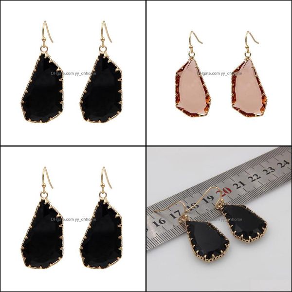 

charm faceted geometric glass irregar charms earrings for women jewelry gold claw edge drop delivery 2021 dhseller2010 dheqn, Golden