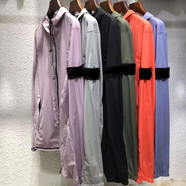 

the men air hooded jacket windbreaker zipper hoodies patchwork jackets stone running sports hoody jogger casual island coat e2a016318y, Black;brown