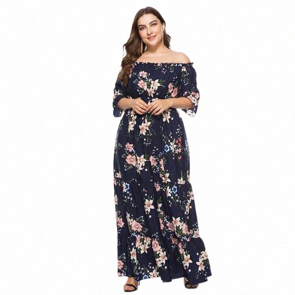 

casual dresses casual dresses maxdiroo elegant women dress chiffon off shoulder print flowers lady long maxi plus size for 4xl 5xl 6xl f9qo#, Black;gray