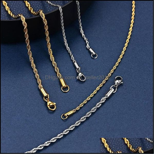 

chains m rope chain necklace stainless steel cuban classic waterproof choker mens women jewelry gold sier color gift1 2058 drop deliv dhtvp, Silver