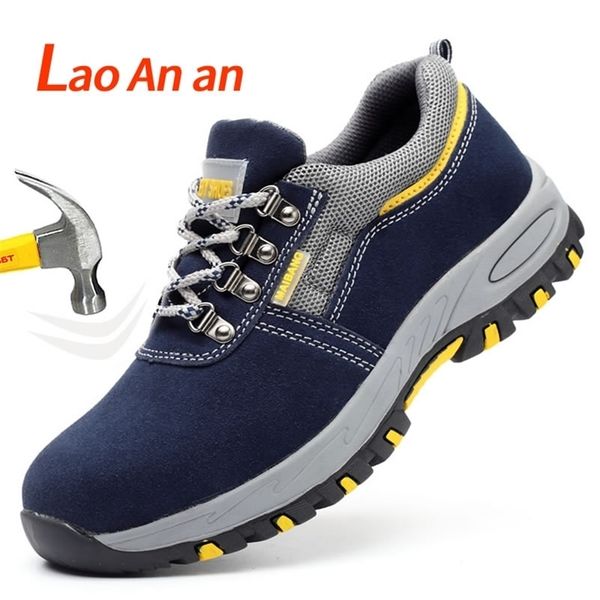

dress shoes mens work leather boot safety steel toe cap punctureproof sneakers indestructible men advisable kev 220831, Black