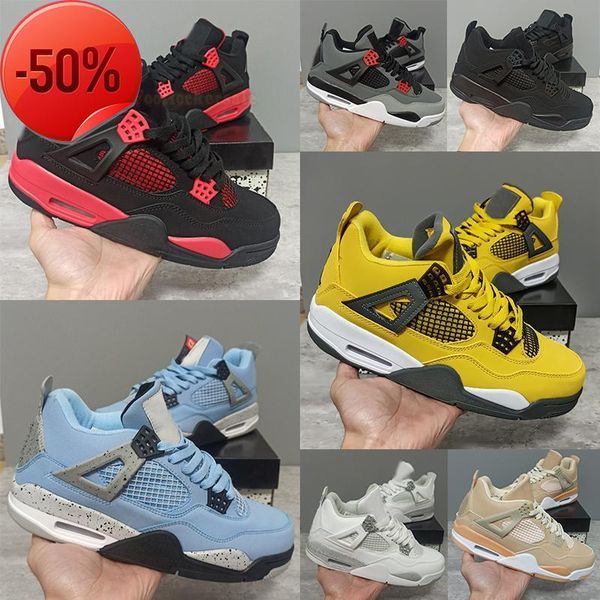 

boots red thunder 4 mens basketball shoes jumpman 4s athletic sports sneakers university blue noir fire red tech white oreo black cat lightn