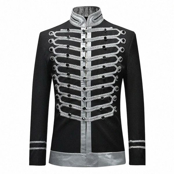 

men's suits & blazers men's suits & blazers jodimitty male single breasted suit jacket men military stage fashion drama costume pa, White;black