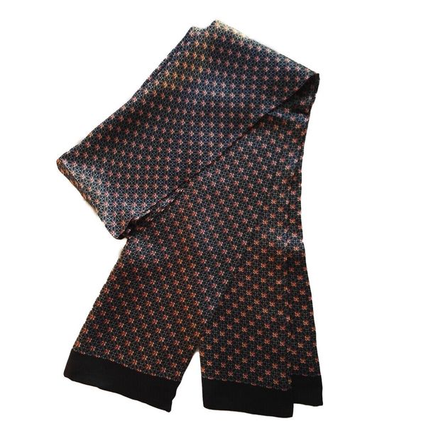 

100% silk double layer long scarf men's bow tie office travel fashion, Blue;gray