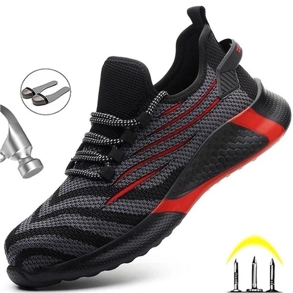 

dress shoes men work safety antipuncture ing sneakers male indestructible boots lightweight 220829, Black