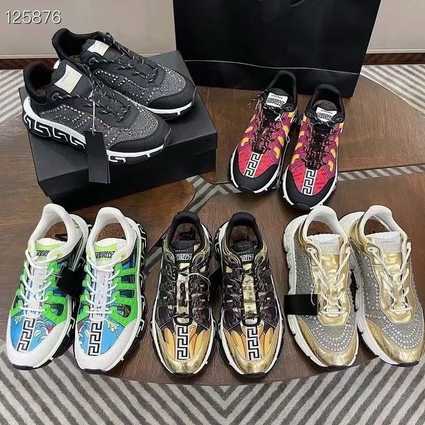 

italy trigreca sneakers casual shoes medusa capsule series gold trigreca rinting black white multi-color 100% cattle leather rubber sole men