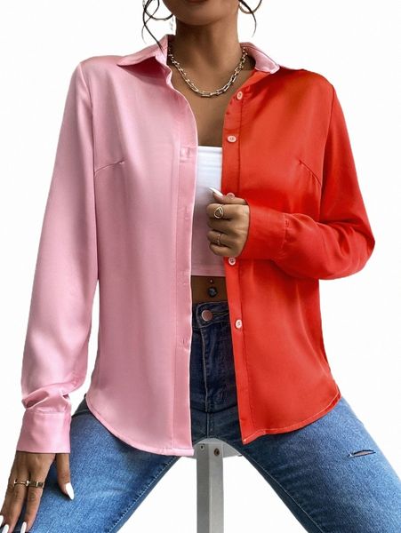 

women's blouses & shirts colorblock button front shirt z4if#, White