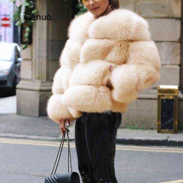 

women's cape faux fur coat women's fur jacket winter flurry warm overcoat round neck outwear female 2020 new fashion oat t220831, Black