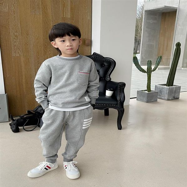 

children's sets kids girls boys pockets hoodie and long pants sportsuits autumn baby casual gery clothes227e, White