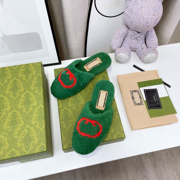 

22 new wool splicing slippers are warm and beautiful popular in autumn and winter euro 35-40 us 4-9, Black