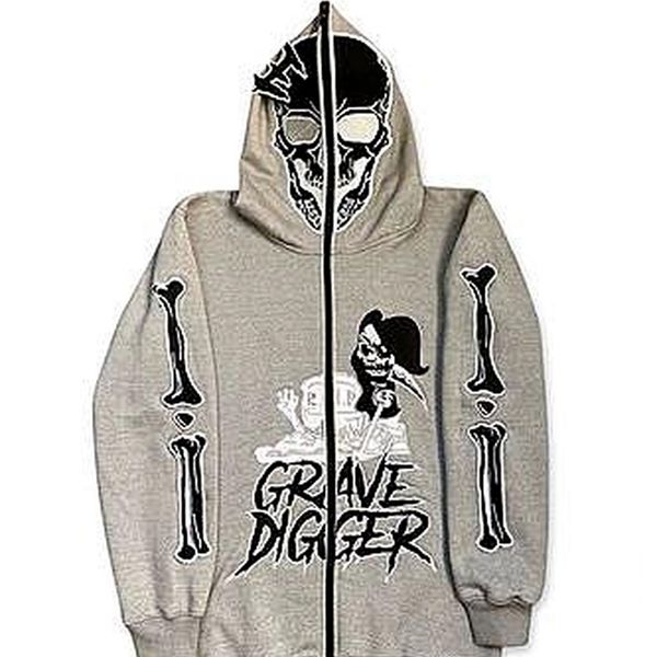 

women's hoodies sweatshirts streetwear american retro skull little devil print oversized hoodie y2k punk loose colorful zipper sweatshi, Black
