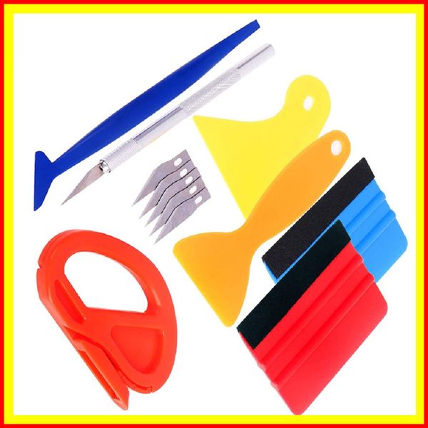 

with stickers 12pcs kit small scraper car window film auto vinyl wrap felt scraper tool kit glass cleaning mobile phone film car accessories