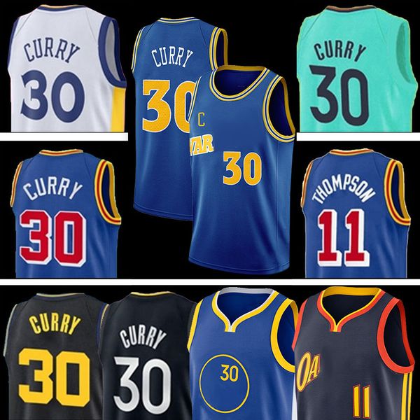 

stephen curry 30 basketball jerseys klay thompson 11 james wiseman 33 2022 2023 men youth jersey, Black;red
