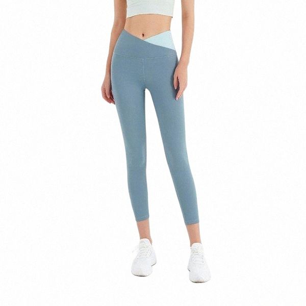 

women's leggings women's leggings women two color patchwork compressed hips nude running fitness tight sweatpants sportswear sport, Black