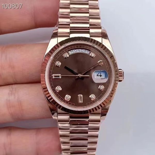 

2022 ladies automatic mechanical watch self winding dial 36mm water resistant day-date business watch sapphire crystal fashion, Slivery;brown