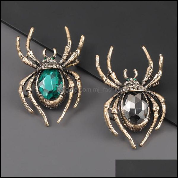 

pins brooches pins brooches vintage look golden legged black crystal pave head blue stone spider pin and brooch witch costume jewelr dhsrh, Gray