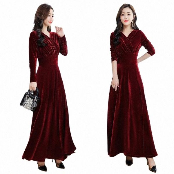 

casual dresses casual dresses spring autumn dress women 2021 vintage ball gown velvet plus size 3xl long party vestidos burgundy e15g#, Black;gray