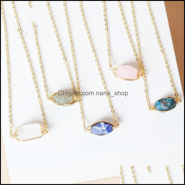 

pendant necklaces irregar druzy crystal natural stone pendant necklace gold copper wire wrap rose quartz chakra healing jewelry for w dhrfo, Silver